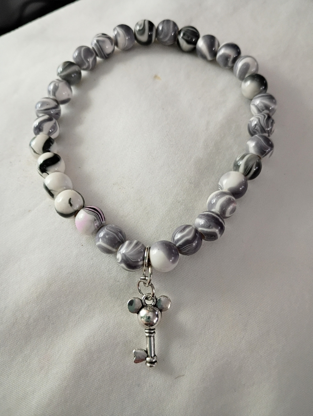 Acrylic Ink Pattern Stretch Beaded Bracelet